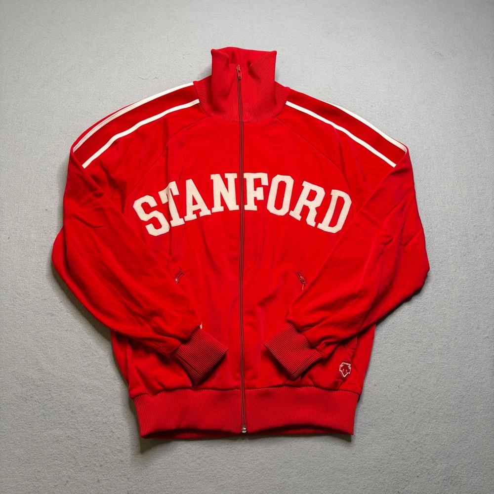 Descente Track Jacket Mens‎ L Red Stanford Vintage 80s Full Zip Athletic EH47